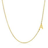 Stainless Steel Gold Plated Minimalist, Dainty Sideways A - Z Initial Letter Pendant Necklace